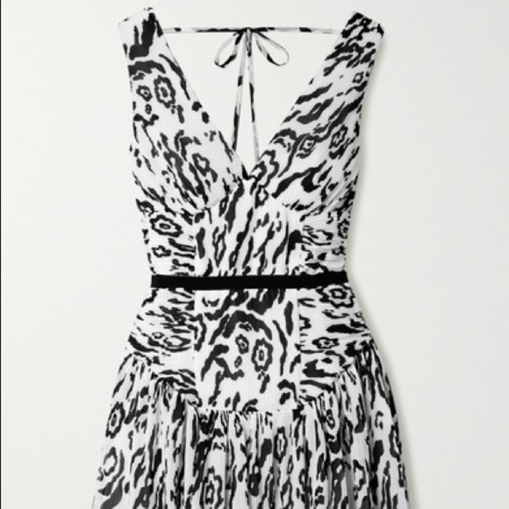 SELF-PORTRAIT Leopard-print plissé-chiffon mini